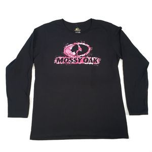 Mossy Oak L TShirt Black Purple Logo NWT